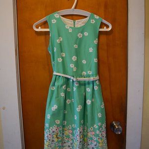 Girl's Green Floral Party Dress